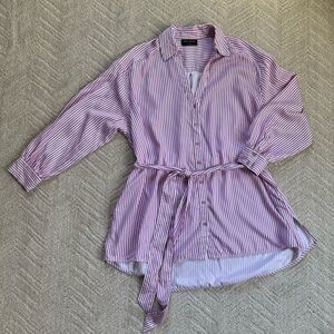Striped Lane Bryant Button Down Tie Waist Tunic size 20
